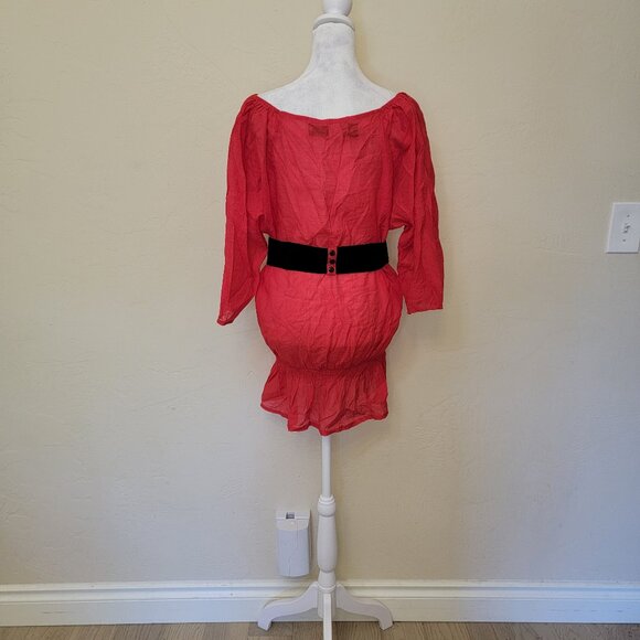 Ceres Y2K Red Shirt with Belt, Size M, $25-NEW - Picture 2 of 4